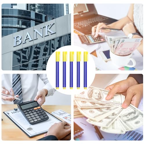 Annlpoy 5 Stück geldscheinprüfer stift prüfstift für geldscheine falschgeld prüfer euro,Geldscheinprüfer Stift für Falschgelderkennung, Geeignet für US-Dollar, Euro, Pfund, Yen, Won - Tragbar, Schnell