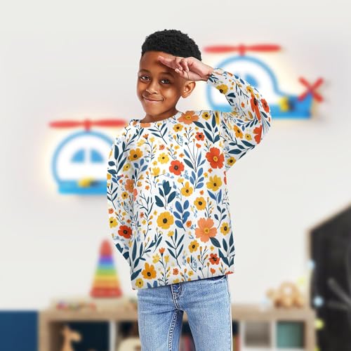 JUNZAN Spring Flowers Peonies Lily White Big Girls Hoodie Sweatshirt Long Sleeve Sweatshirts for Boys Sports 4T4