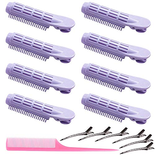 8 Packs Hair Volumizing Clip Natural Volumizing Hair Root Clip for Long Short Hair Fluffy Hair Clips Clamps Rollers Self Grip Volume Hair Curler Clip Fluffy Hair Styling Hairdressing Tools (Purple)