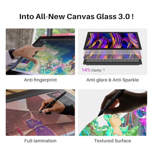 Image of HUION KAMVAS Pro 27 (144Hz) 4K UHD Drawing Tablet with Screen, PenTech 4.0 Stylus 16384 Pen Pressure, Canvas Glass 3.0 △E<1 Graphic Tablet 98% Adobe RGB Multi-Touch Drawing Monitor with Keydial Remote