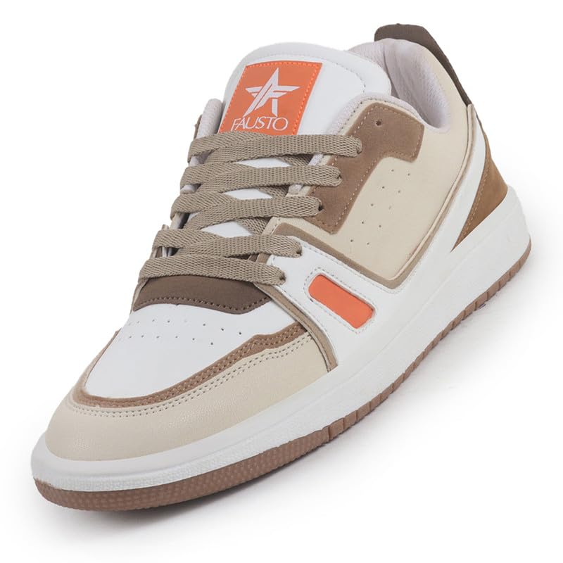 FAUSTO FST FJAMC-16003 BEIGE-42 Mens Beige Colorblocked Memory Cushion Insole Lace-Up Low Top Sneakers|Classic Comfortable Sneakers (8 UK) (B0DDY3LH6C) Amazon Price History, Amazon Price Tracker