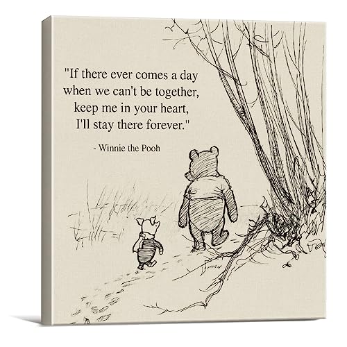 Image of Classic Winnie the Pooh Quote Wall Art Decor Retro If There Ever Comes a Day Sayings Canvas Painting Pictures Framed Print Sign Artwork Ready to Hang (8x8 Inches)