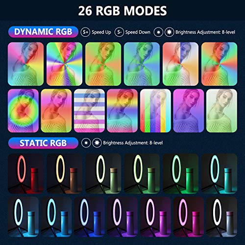 NEEWER 10-Zoll LED RGB Selfie-Ringlicht mit Stativständer und Schwanenhals-Telefonhalter 3 Lichtmodi und 9 dimmbar mit… – Bild 4