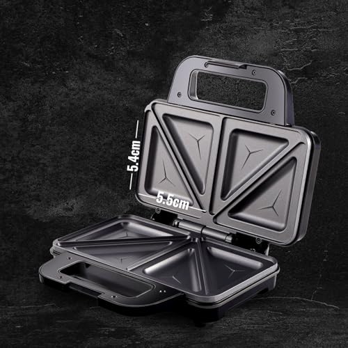 Image of Sujata SW11 Sandwich Maker 900W for Home | Non-Stick Sandwich Maker with Patty Plates | Teflon Coated Plates | Easy to Clean | Indicator Lights | 2 Years Warranty | Black