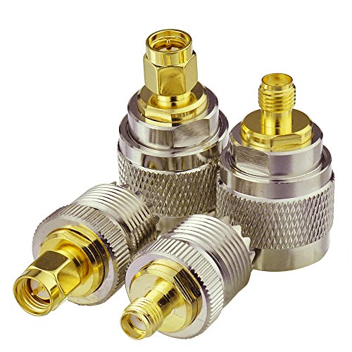 Superbat SMA to PL259/SO239 CB Antenna Connector Kit 50ohm UHF Male/Female to SMA Male/Female Coax Barrel Adapter for Antenna Scanner Ham Radio