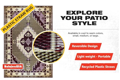 BalajeesUSA Outdoor Patio Rugs Clearance 6'x9' (183 cm x 274 cm) Red, Black, Lt Yellow, white 20171 - Thumbnail 6