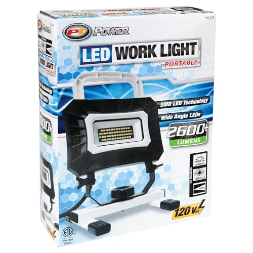 Image of Performance Tool W2239 High Output LED Work Light with 2600+ Lumens, Wide Angle Beam, and Adjustable Angle Rotation