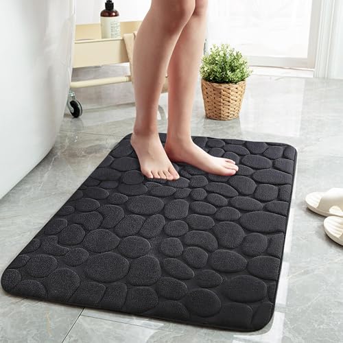 Tapis de bain lavable en machine grand format noir absorbant 91x61 cm - 2