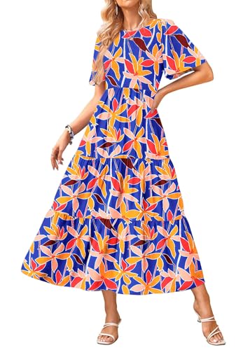 11 Best Casual Summer Dresses for Women Over 60 with Sleeves (Stylish, Cool, and Comfortable) 12 KIRUNDO Summer Floral Dresses for Women 2026 Casual Flutter Short Sleeve Midi Trendy Spring Modest Crew Neck Smocked Tiered A Line Flowy Beach Party Dresses