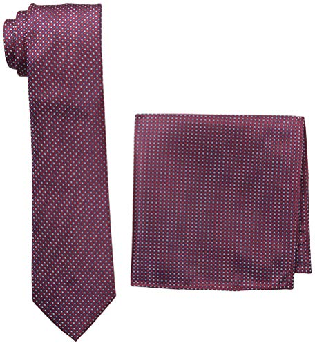 Perry Ellis Men's Tie & Pocket Square Set, Burgundy, One Size