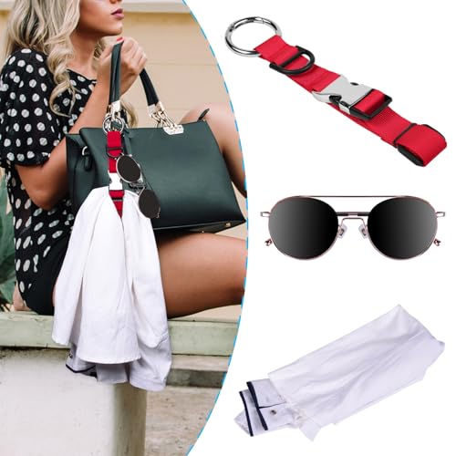 Image of Wisdompro Jacket Gripper Strap, Add a Bag Luggage Straps Baggage Suitcase Belts Travel Accessories with Hook and D-Ring - Make Your Hands Free, Easy to Carry Your Extra Bags - Red