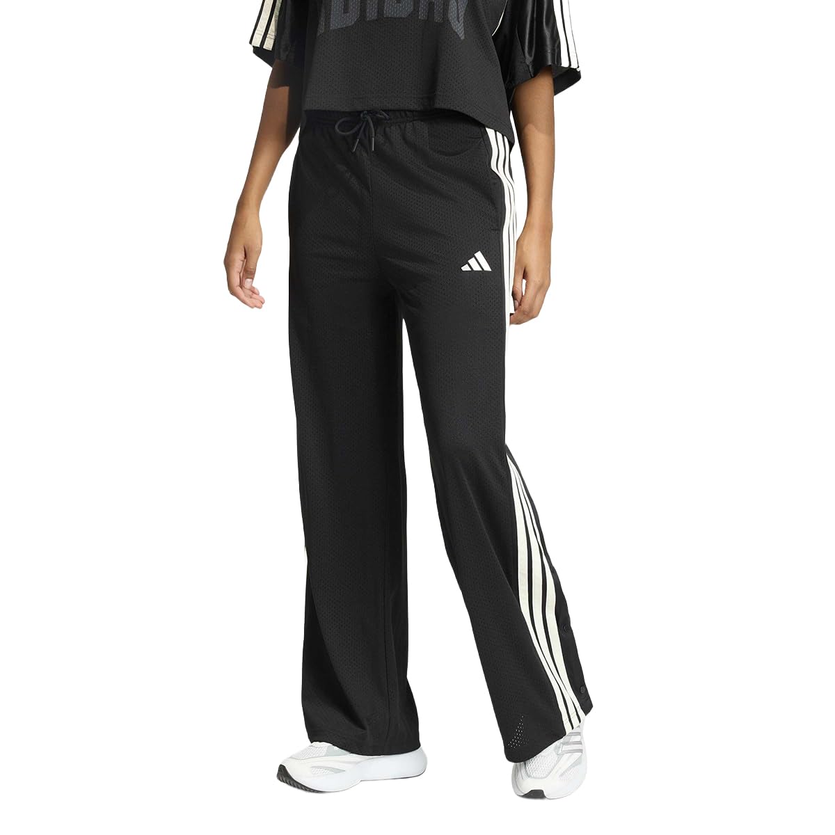 adidas Women's Stadium Mesh Pants, Black/Off White/Crystal Linen, XS