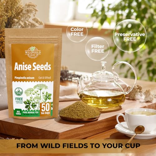 Image of 50 Bags Dried Anise Seeds Anaise Seeds Herb Tea (Pimpinella Anisum) - 50 Count 1,5 g Bags Anise Seed Herbal Tea Semilass De Anis