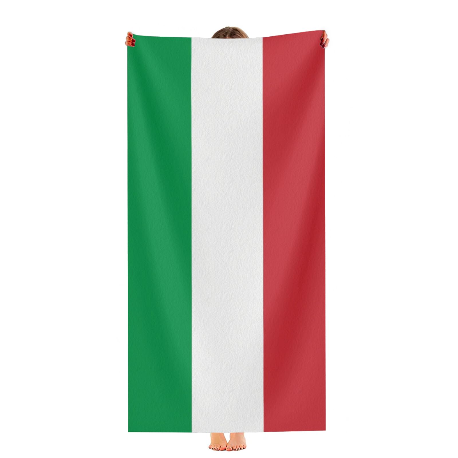 Asciugamano da Spiaggia Italy Italian Flag Microfibra Asciugamano Assorbenti Telo da Palestra per Yoga Uomo E Donna Sauna 80X130Cm