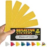 SOLNIT DIN67520 ECE104 Reflective Reflective Tape Film Safety Warning Waterproof Reflex Cars Motorcycles Helmets Bicycles Made with 3 M Diamond Grade (4091 Yellow, 20 Pieces, 30mm x 80mm)