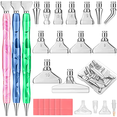 Zynery 40 Pcs Diamond Painting Pen Kit, 13 Pcs Stainless Steel Metal Tips With 3 Resin Diamond Art Pens, 12 Clay, Diamond Painting Accessories Tools For 5D Diy Craft (Silver) #TOP4