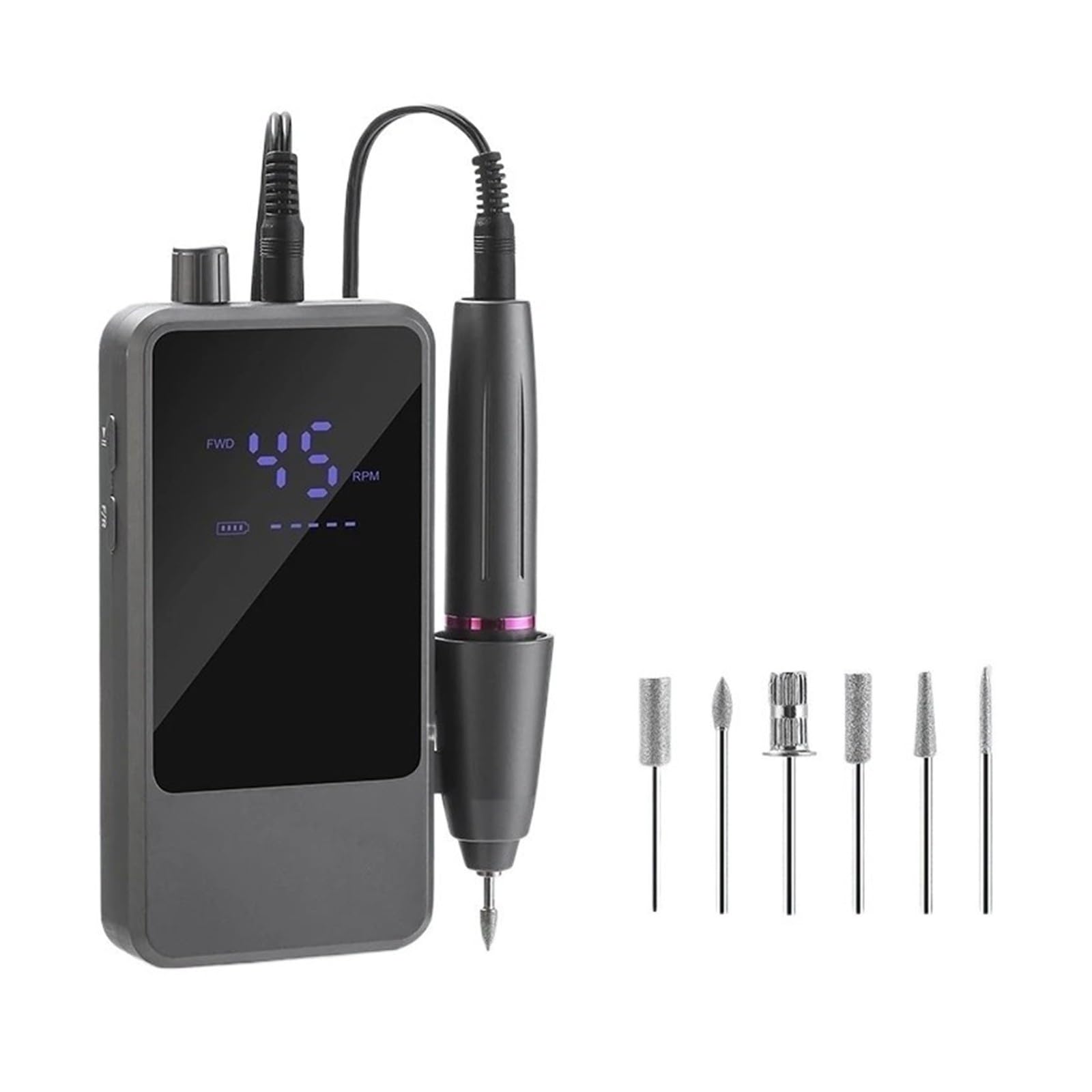 Trapano per unghie, Display a LED professionale per levigatrice ricaricabile per trapano elettrico da 45000 giri/min(Noir)
