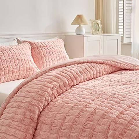 Jameswish Faux Rabbit Fur Duvet Cover Set Cover