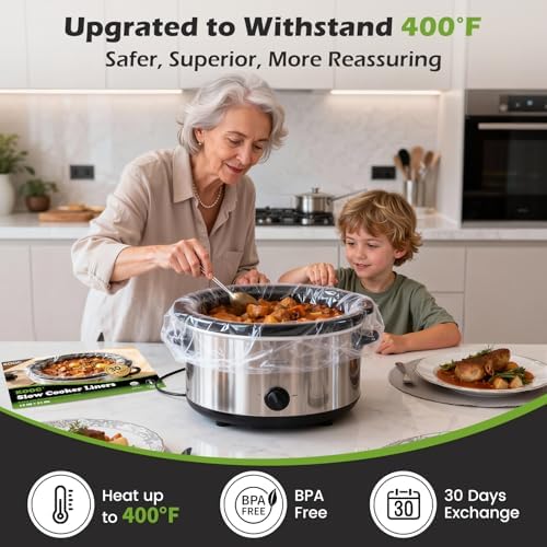 KOOC Slow Cooker Liners, 30 count 13" x 21" Large Size Cooking Bags Fits 3-8 Quart Pots, Disposable Cooking Trays Suitable for Oval & Round & Retangular Pot - 2