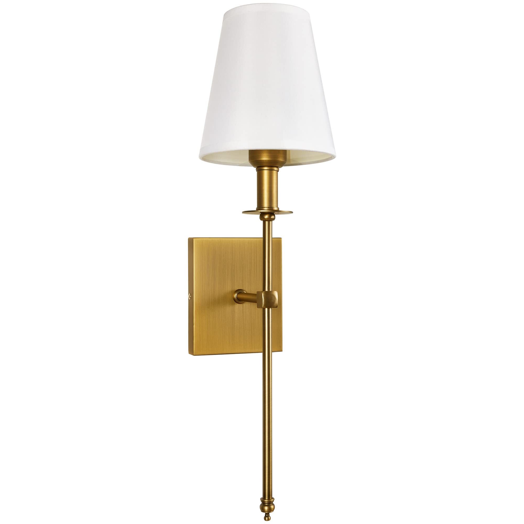 MhyTogn Modern Plug In Wall Sconce Set Of 2, With Creamy-White Fabric And Antique Brass Brush Paint Finish Shade And On-Off Switch Cord For Vanity Stairway Fireplace Kitchen Living Room Bedside - View #5
