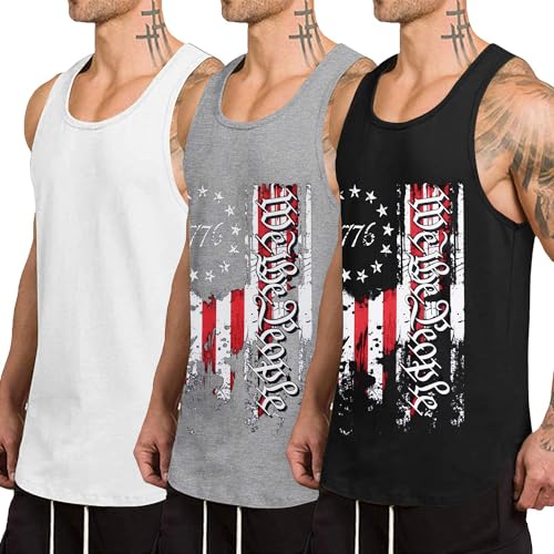 COOFANDY Men's 3 Pack Quick Dry Workout Tank Top Gym Muscle Tee Fitness Bodybuilding Sleeveless T Shirt