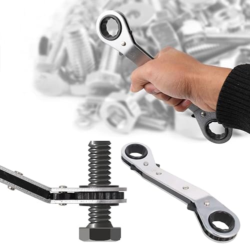 Miniatura 10 de Auniwaig Llave de trinquete reversible de 0.748 in x 0.866 in Cr-v Offset Llave de trinquete de extremo de caja doble llave de trinquete de extremo