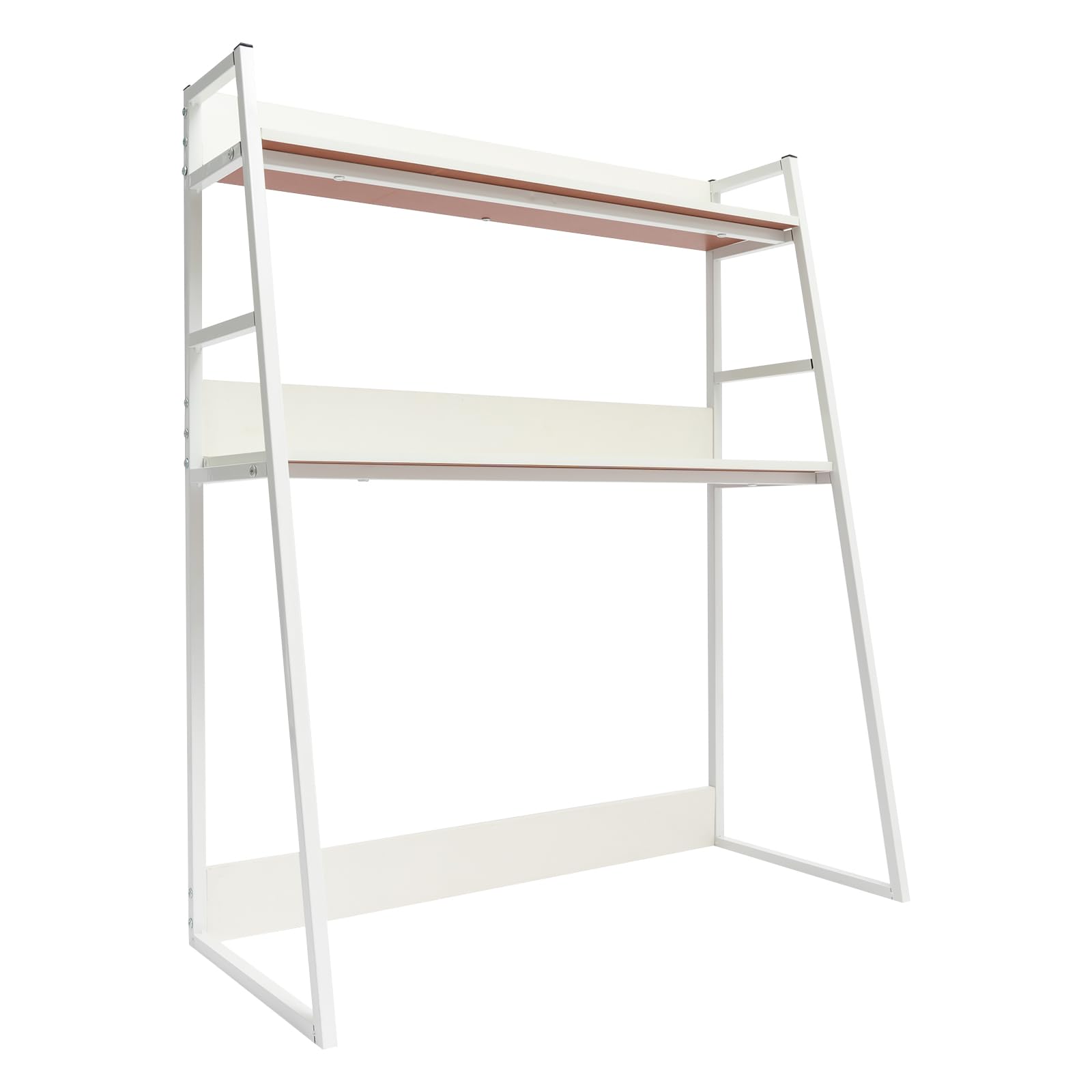 Estantería de Escritorio de 2 Niveles para Ordenador, Organizador de Libros, Expositor, para Dormitorio (Blanco)