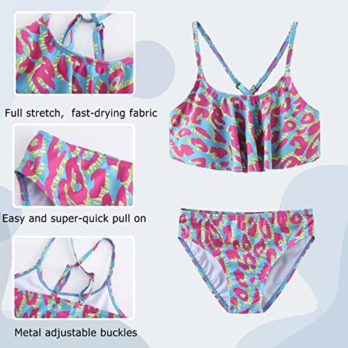 Image of Girls Two Piece Swimsuits Rainbow Bikini Sets Adjustable Strap Bathing Suits