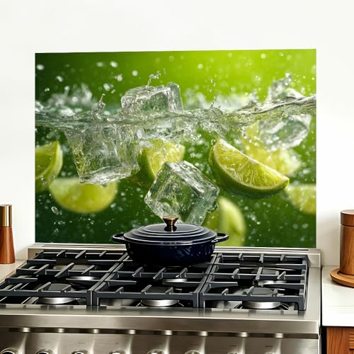 Image of Lime Ice Splash Kitchen Backsplash Peel and Stick, 35.4x23.6 in