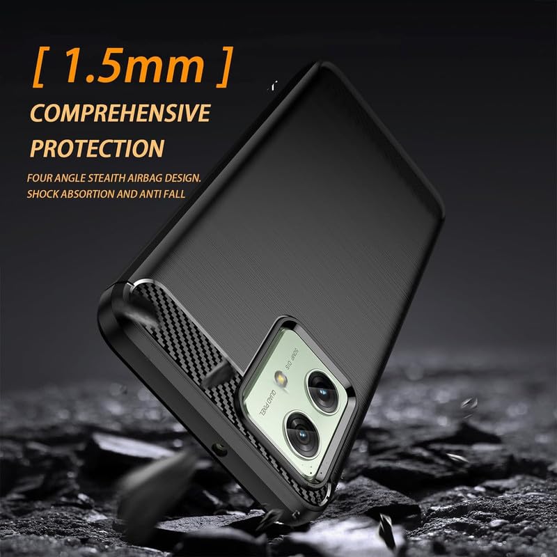 Image of NPRC Hybrid Ultra Slim Protective Case TPU Non-Slip Carbon Fiber Texture Shockproof Case Cover for Moto G54 - Black