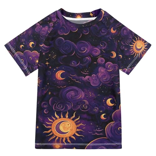 Boys Swing Shirts Sun Western Purple Cloud Rashguard Short Sleeve Kids T-Shirts Sun UPF 50+