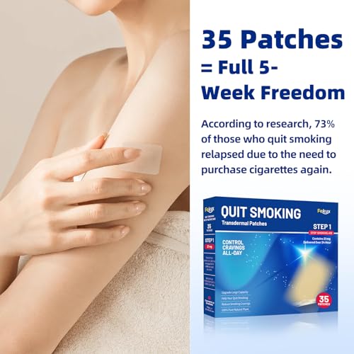 Fekux Quit Smoking Nicotine Patches Step 1, 21 mg Patches Delivered Over 24 Hours Nicotine Transdermal Patch 35 Counts Easy and Effective Help to Stop Smoking