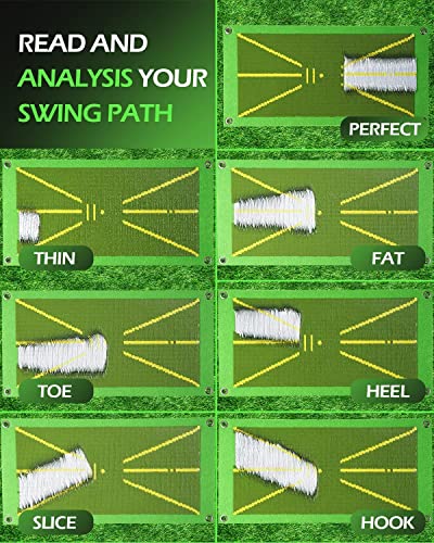 Golf Training Mat For Swing Detection Batting - Golf Swing Trainer Mat That Shows Swing Path, Correct Hitting Posture, Advanced Golf Training Aid Equipment Outdoor Indoor Golf Gifts For Men Women #TOP3