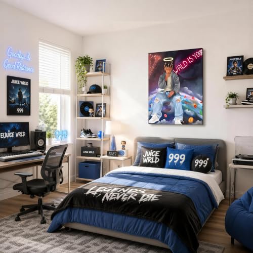 Image of Juice WRLD Canvas Wall Art, Rapper Collage Poster Print, Hip Hop Music Artwork for Bedroom Studio Gaming Room Decor, Vibrant Album Cover Picture Print Framed Music Wall Painting 11X14 inch