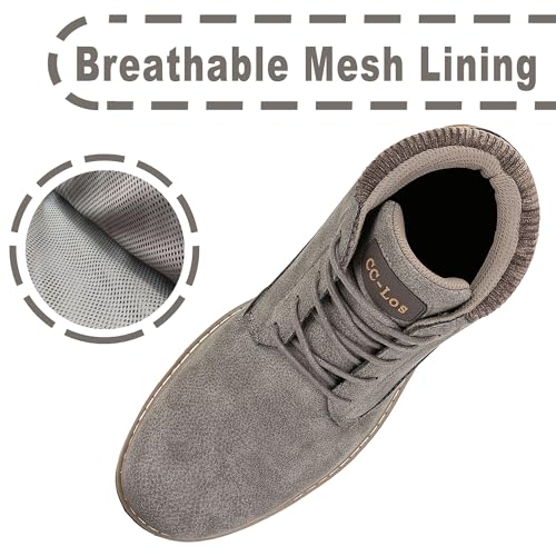 Image of CC-Los Mens Boots Waterproof Hiking Boots for Men Ankle Dress Chukka Boots Grey Size 8.5