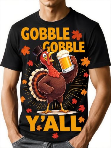 Mens Thanksgiving Shirt Funny Turkey Graphic Tees Fall Pumpkin T-Shirt - image 1