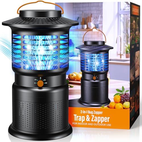 Sayneep Cordless Bug Zapper Outdoor Rechargeable Mosquito Zapper with 10 000mAh Battery & Dual Zap + Suction Trap | Quiet Waterproof Electric Fly Zapper for Patio Bedroom Kitchen