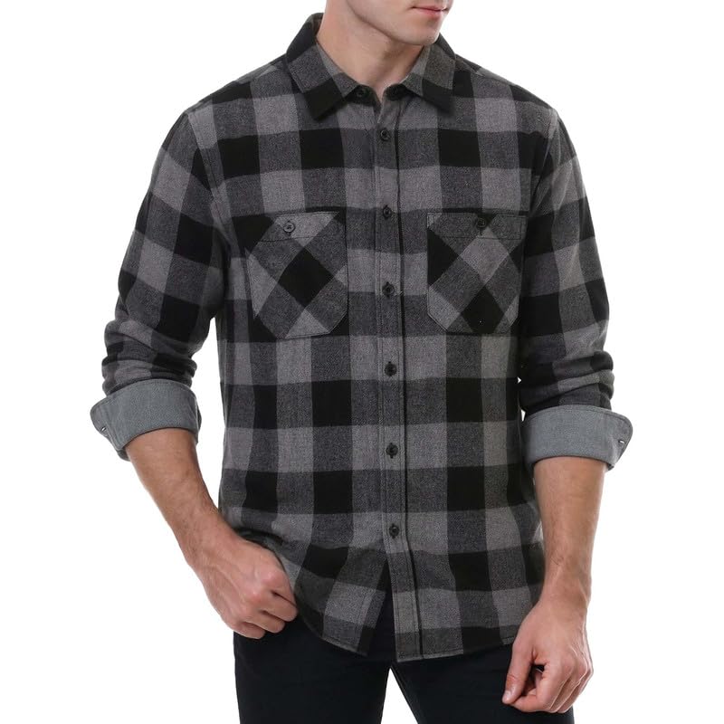 WARHORSEE Flannel Shirt for Men Long Sleeve Button Down Plaid Shirts