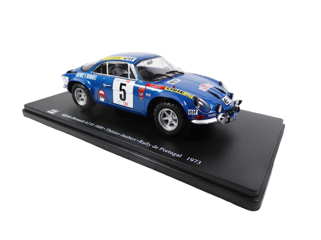 OPO 10 Voiture Miniature reproduite à l'échelle 1/24 Compatible pour Alpine Renault A110 1800 THERIER - Rally de Portugal 1973 - RVQ15