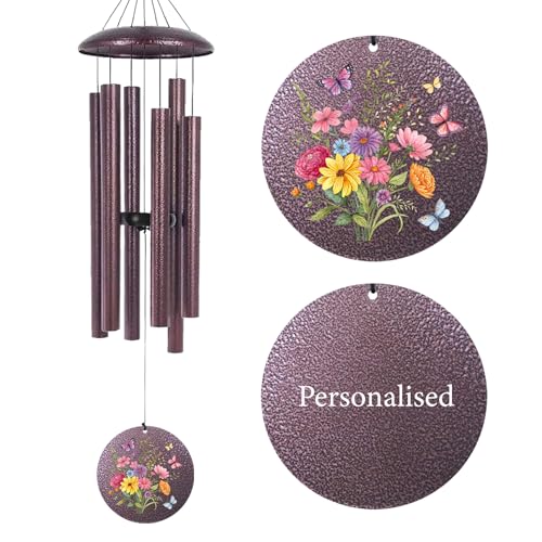 Image of Personalized Deep Tone Wind Chimes 30 /36 /45in,Personalized Gifts for Memorial Retirement Wedding Anniversar Birthday, Customized Wind Chimes for Outside