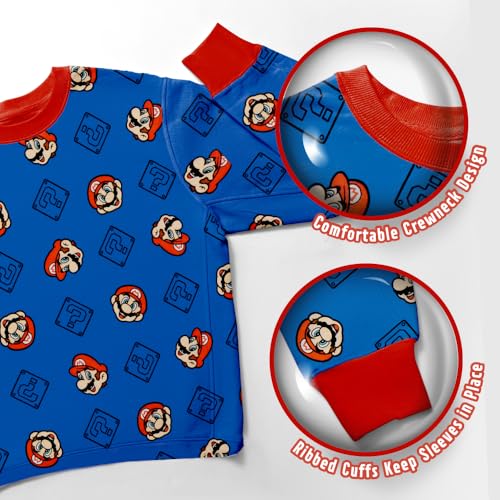 Nintendo Super Mario Boys Pajamas 2 Piece PJs Set Long Sleeve Top & Pants 100% Cotton Sleepwear for Kids & Teens2