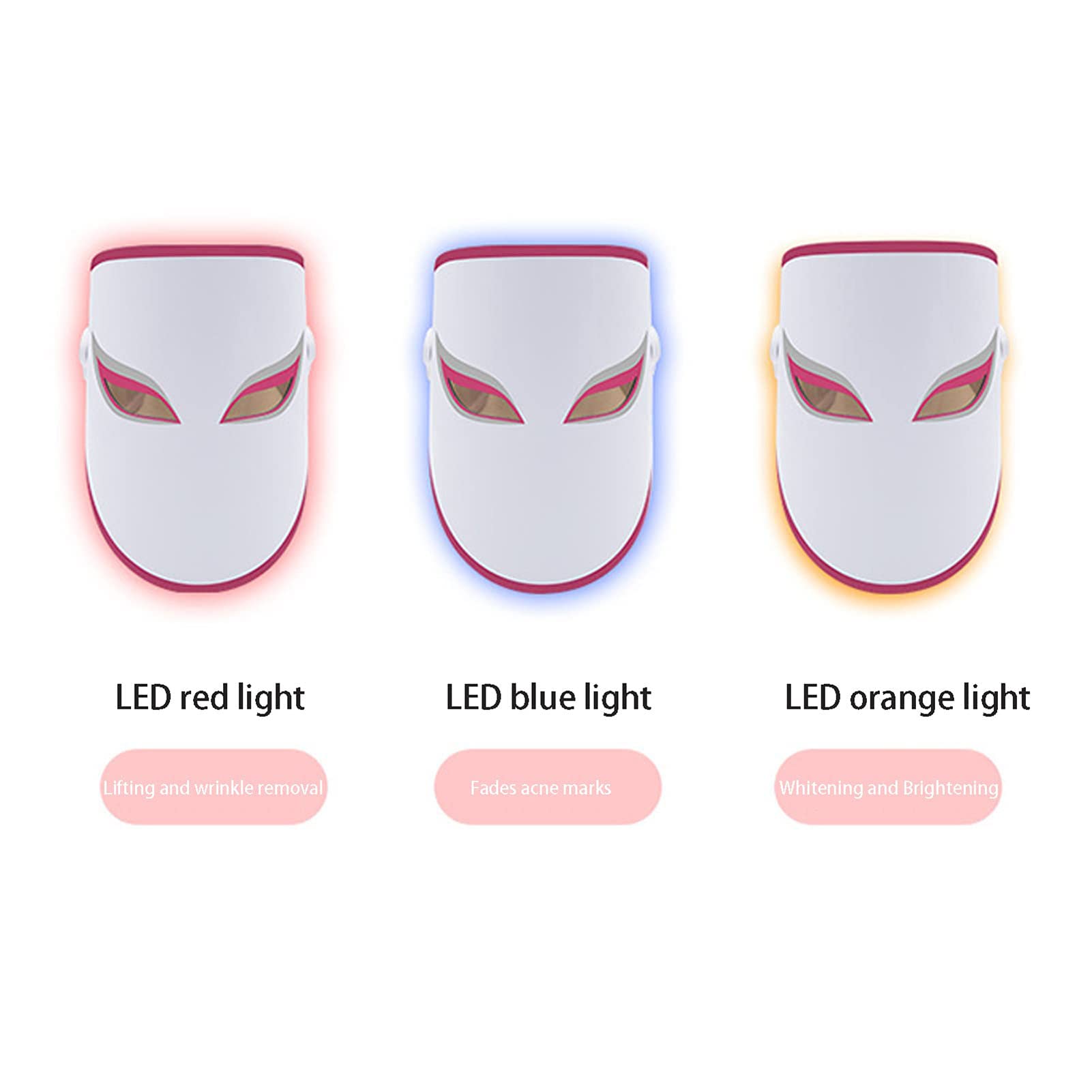 Máscara Light Therapy, Máscara Led Facial 3 Colores, Máscara de Terapia de luz LED para Rejuvenecimiento y Estiramiento de la Piel, Mascara Led Facial