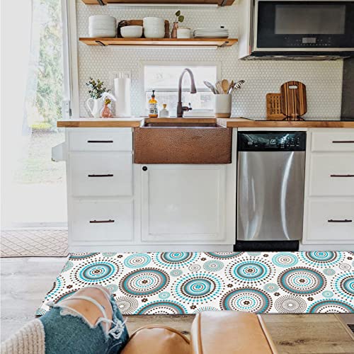 Runner Rugs, Polka Dot Circle Flower Geometric Pattern Non Slip Low Profile Hallway Runner Rug For Entryway Entrance Kitchen Laundry Room Bedroom, 15.7"X47.2" #TOP2
