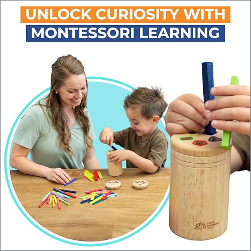 Image of Wooden Montessori Baby Toddler Toys: 3 in 1 Learning Fine Motor Skills Juguetes, Educational Color Sorting Fidget Sensory Toys for Toddlers Boys Girls Gifts Object Permanence Cause and Effect