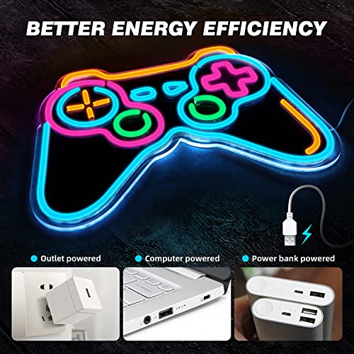 Eufrozy Neon Light Sign Gamer, Acrylic LED Gaming Neon Sign with 10-Level Dimming and Memory Function, USB Powered Neon Controller Light for Wall Decor, Boys Bedroom, Man Caves, Party, Birthday Gifts - Image 6