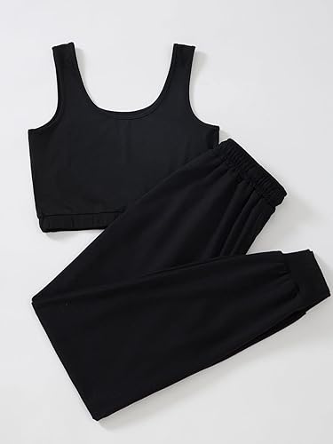 Miniatura 2 de Verdusa Conjunto de 2 piezas para mujer con camiseta corta sin mangas y pantalones deportivos