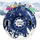 Ajkvoice 47'' Aufblasbare Schlitten für Erwachsene Kinder, Aufblasbare Snow Tu be mit Griffen, Kratzfest, Frostbeständig mit Selbstklebendem Reparat ursatz (Blue)