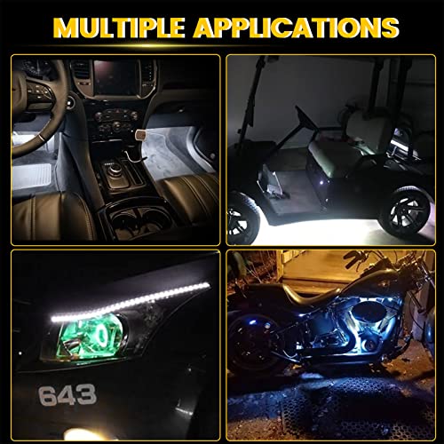 Everbright White Golf Cart Lights Car Underglow Led Strip Lights For Marine Boat Deck Motorcycles Kayak Interior Exterior 5050 Chipset 15Smd Waterproof Ip67 Dc 12V(Pack Of 4) #TOP1