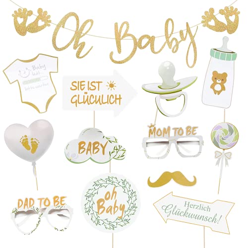 Aurasky Babyparty Deko, Babyparty Foto Requisiten Oh Baby Girlande...