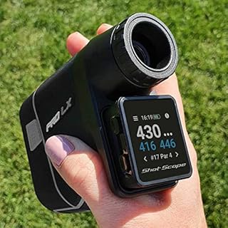 Shot Scope PRO LX+ Laser Rangefinder with Shot Tracking (Gray) - F/M/B Green and Hazard Distances - 100+ Statistics Including Strokes Gained - Adaptive Slope Technology - Red and Black Dual Optics